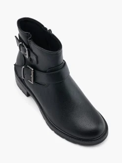 Black Ankle Boot with Silver Buckle Detail