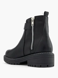 Black Ankle Boot with Silver Buckle Detail