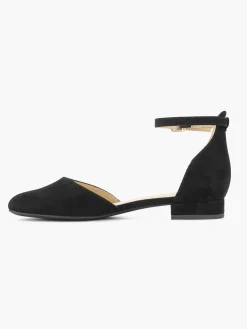 Black Ankle Strap Ballerina Flats