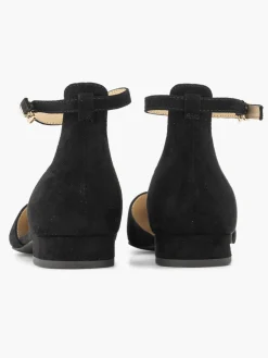 Black Ankle Strap Ballerina Flats