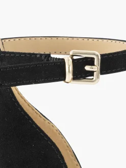 Black Ankle Strap Ballerina Flats