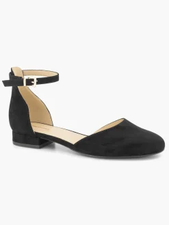 Black Ankle Strap Ballerina Flats