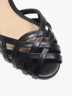Black Ankle Strap Woven Ballerina