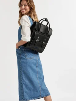 Black Backpack with White Contrasting Stitching