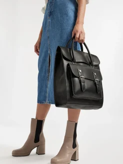 Black Backpack with White Contrasting Stitching