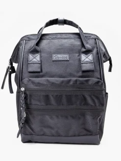 Black Backpack with Zipper Details