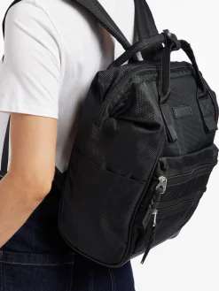 Black Backpack with Zipper Details