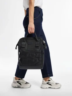 Black Backpack with Zipper Details