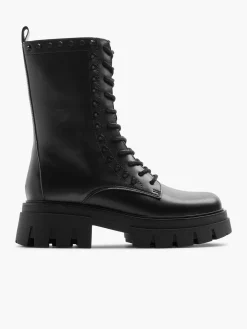 Black Biker Boot with Gem Details