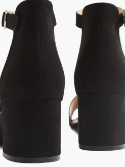 Black Block Heel Strap Sandal