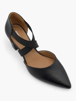 Black Block Heel With Elasticated Straps