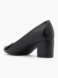 Black Block Heeled Court Shoe