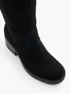 Black Block Heeled Imi Suede Long Leg Boot
