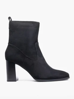 Black Block Heeled Pointed Toe Ankle Boot