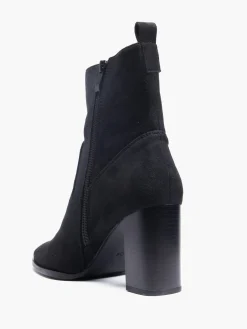 Black Block Heeled Pointed Toe Ankle Boot