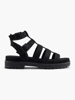 Black Caged Gladiator Sandal