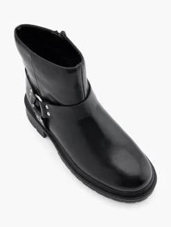 Black Chunky Ankle Boot with Metallic Details