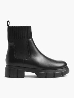 Black Chunky Knitted Top Chelsea Boot