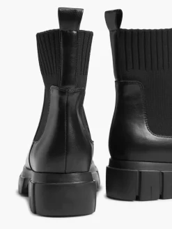 Black Chunky Knitted Top Chelsea Boot