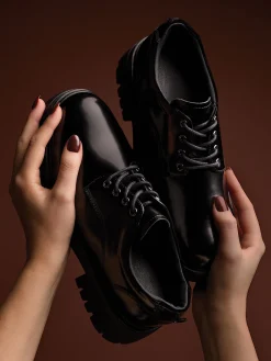 Black Chunky Lace Up Shoes