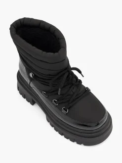 Black Chunky Lace Up Snow Boot