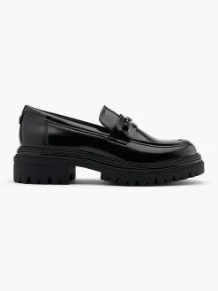 Black Chunky Loafer with Metal Detail