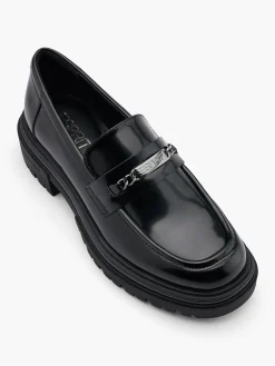 Black Chunky Loafer with Metal Detail