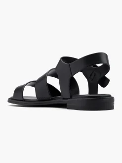 Black Chunky Strapped Sandal with Ankle Strap