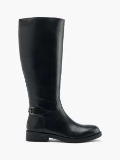 Black Classic Leather Long Leg Boot