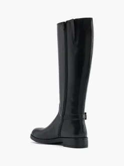 Black Classic Leather Long Leg Boot