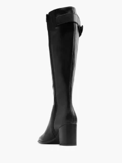 Black Classic Long Leg Boot with Buckle Detail