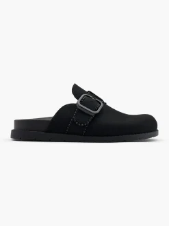 Black Closed Toe Sandal with Studs and Buckle Detail