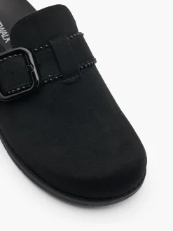 Black Closed Toe Sandal with Studs and Buckle Detail