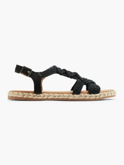 Black Crochet Flat Sandal