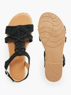 Black Crochet Flat Sandal