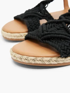 Black Crochet Flat Sandal