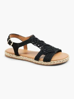Black Crochet Flat Sandal
