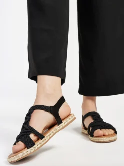 Black Crochet Flat Sandal