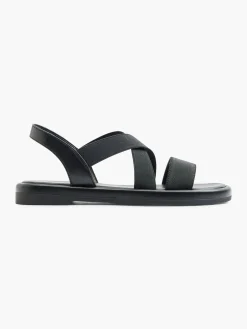 Black Cross Strap Elasticated Sandal