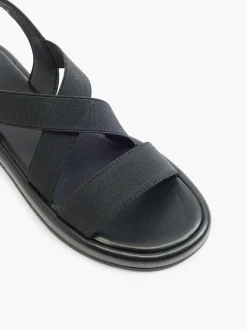 Black Cross Strap Elasticated Sandal
