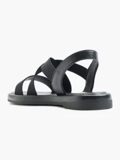 Black Cross Strap Elasticated Sandal