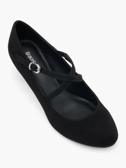 Black Cross Strapped Court Shoe