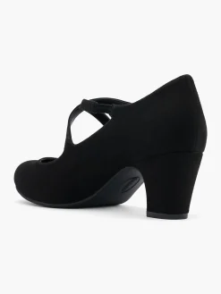 Black Cross Strapped Court Shoe