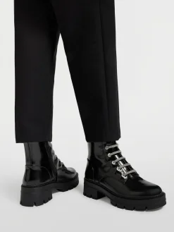 Black Diamante Detailed Black Biker Boot