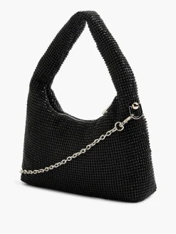 Black Diamante Handbag with Adjustable Shoulder Strap