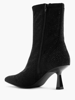 Black Diamante Heeled Sock Boot