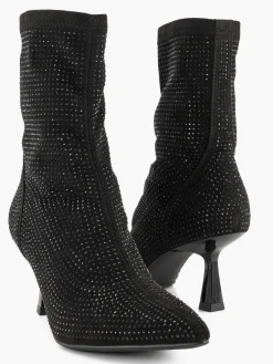 Black Diamante Heeled Sock Boot