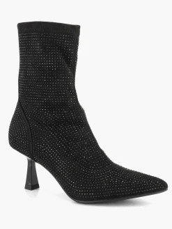 Black Diamante Heeled Sock Boot