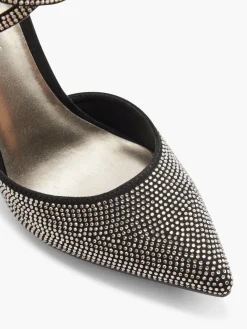 Black Diamante Stiletto Heel with Ankle Straps