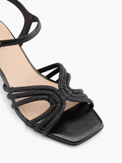 Black Diamante Strapped Heeled Sandal